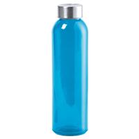 Bellatio Glazen waterfles/drinkfles blauw transparant met RVS dop 500 ml -