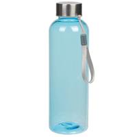 Merkloos Lichtblauwe drinkfles/waterfles met RVS dop 550 ml -