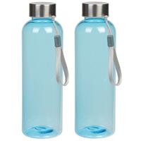 2x Lichtblauwe drinkflessen/waterflessen met RVS dop 550 ml -