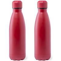 Bellatio 2x Stuks Rvs waterfles/drinkfles rood met schroefdop 790 ml -