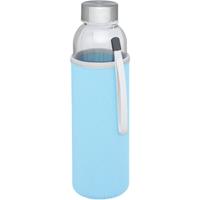 Merkloos Glazen waterfles/drinkfles met lichtblauwe softshell bescherm hoes 500 ml -