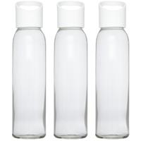 3x stuks glazen waterfles/drinkfles transparant met schroefdop met wit handvat 500 ml -