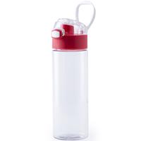 Bellatio Kunststof waterfles/drinkfles transparant met rode schroefdop en handvat 580 ml -