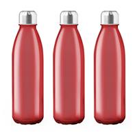 Bellatio 6x Stuks glazen waterfles/drinkfles rood transparant met Rvs dop 500 ml -