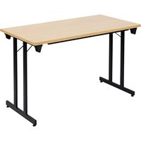 Inklapbare tafel F25, b x d = 1200 x 600 mm, werkblad beukenhoutdecor, frame zwart