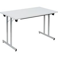 Inklapbare tafel F25, b x d = 1200 x 700 mm, werkblad lichtgrijs, frame blank aluminiumkleurig