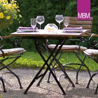 Gartentraum.de Kleiner MBM Gartentisch aus Schmiedeeisen & Resysta - 85x85cm - klappbar - Tisch Brazil