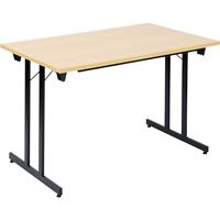 Inklapbare tafel F25, b x d = 1200 x 700 mm, werkblad beukenhoutdecor, frame zwart