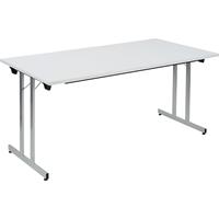 Inklapbare tafel F25, b x d = 1600 x 800 mm, werkblad lichtgrijs, frame blank aluminiumkleurig