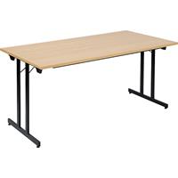 Inklapbare tafel F25, b x d = 1600 x 800 mm, werkblad beukenhoutdecor, frame zwart