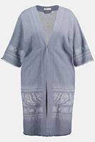 Ulla Popken Grote Maten kimono jasje, Dames, blauw, 