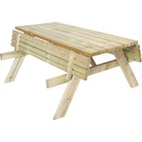GARDIUN Picknicktisch mit Klappbänken 200 behandeltes Holz 198x154x74 cm 42 mm 6-8 Personen - 
