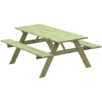 GARDIUN Picknicktisch aus massivem behandeltem Holz 28 mm mit Bank 177x151x77 cm 6/8 Personen