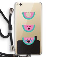 CaseCompany Smiley watermeloen: Huawei Ascend P8 Lite (2017) Transparant Hoesje met koord