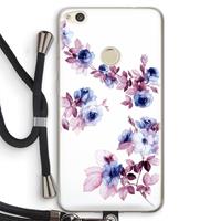 CaseCompany Waterverf bloemen: Huawei Ascend P8 Lite (2017) Transparant Hoesje met koord