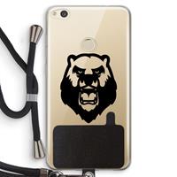 CaseCompany Angry Bear (black): Huawei Ascend P8 Lite (2017) Transparant Hoesje met koord