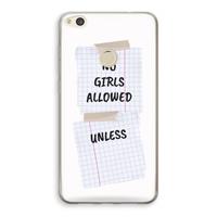 CaseCompany No Girls Allowed Unless: Huawei Ascend P8 Lite (2017) Transparant Hoesje