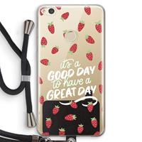 CaseCompany Don't forget to have a great day: Huawei Ascend P8 Lite (2017) Transparant Hoesje met koord