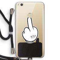 CaseCompany Middle finger white: Huawei Ascend P8 Lite (2017) Transparant Hoesje met koord