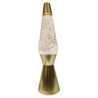 fiftiesstore Fisura Lava Lamp Bullet - Mat Goud Met Transparante Vloeistof En Meerkleurige Glitters