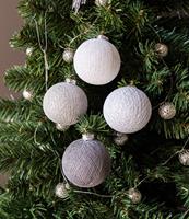 COTTON BALL LIGHTS kerstballen zilver - Silver Mix