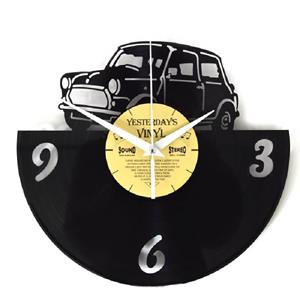 Vinyl retro wandklok mini cooper model