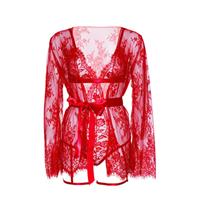 Leg Avenue kanten teddy met kimono rood