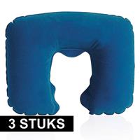 3x Opblaasbare nekkussens donkerblauw -