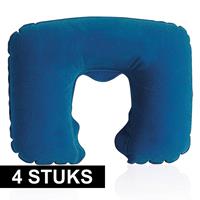 4x Opblaasbare nekkussens donkerblauw -