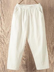 BERRYLOOK Cropped Cotton Harem Casual Pants