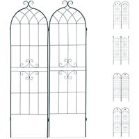 RELAXDAYS Rankgitter 2er Set, Metall, 180 x 50 cm, Vintage Rankhilfe Garten, geschwungene Form, zum Stecken, dunkelgrÃ¼n - 