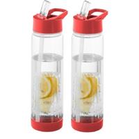 2x Rode drinkflessen/waterflessen met fruit infuser 740 ml -