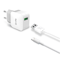 Celly Thuislader 2.4A & USB-C Kabel Wit