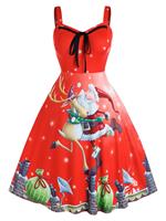 Rosegal Plus Size Christmas Santa Claus Elk Gift Backless Tie Dress