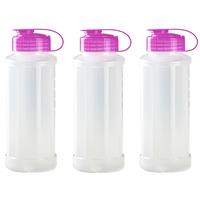 Forte Plastics 3x stuks kunststof waterflessen 1100 ml transparant met dop roze -