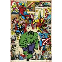 Merkloos Grupo Erik Marvel Comics Here Come The Heroes Poster 61x91,5cm