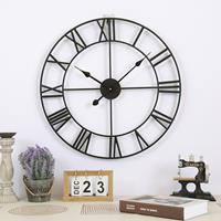 Huismerk 45cm Retro Living Room Iron Round Roman Numeral Mute Decorative Wall Clock (Zwart)
