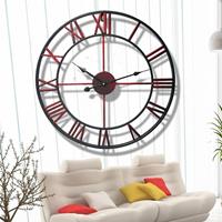 huismerk 50cm Retro Living Room Iron Ronde Romeinse Numeral Mute Decoratieve Muur Klok (Brons)