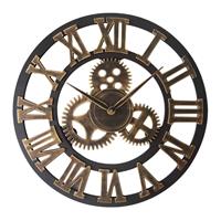 Huismerk Retro houten ronde ' Single-sided Gear Clock Rome Wandklok nummer Diameter: 58cm (goud)