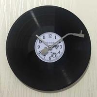 Huismerk 12 inch vinyl record DIY muur klok retro vintage record klok (witte cijfers)
