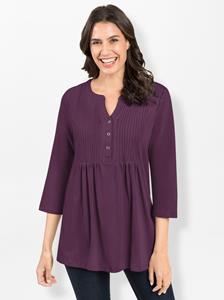 Shirt met 3/4-mouw in aubergine van heine