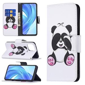 huismerk Voor Xiaomi MI 11 Lite Gekleurde Tekening Patroon Horizontale Flip Leren Case met Houder & Card Slots & Wallet (Panda)