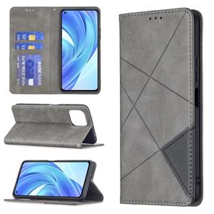 huismerk Voor Xiaomi Mi 11 Lite Rhombus Texture Horizontale Flip Magnetische Lederen Case met Houder & Card Slots (Gray)