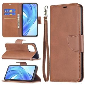 huismerk Voor Xiaomi MI 11 Lite Retro Lamsvacht Textuur Pure Kleur Horizontale Flip PU Lederen Case met Houder & Card Slots & Wallet & Lanyard (Brown)