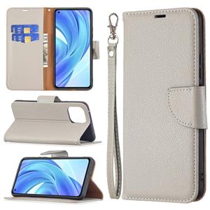 huismerk Voor Xiaomi Mi 11 Lite Litchi Textuur Pure Kleur Horizontale Flip Lederen Case met Houder & Card Slots & Wallet & Lanyard