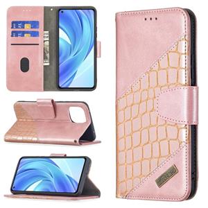 huismerk Voor Xiaomi MI 11 Lite Matching Color Crocodile Textuur Horizontale Flip PU Lederen Case met Portemonnee & Houder & Kaartslots (Rose Gold)