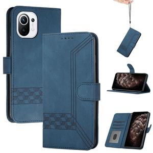 huismerk Voor Xiaomi Mi 11 Cubic Skin Feel Flip Leather Phone Case (RoyalBlue)