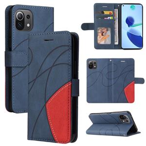 huismerk Voor Xiaomi MI 11 Lite Dual-Color Splicing Horizontale Flip PU Lederen Case met Houder & Card Slots & Portemonnee