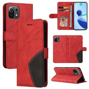 huismerk Voor Xiaomi MI 11 Lite Dual-Color Splicing Horizontale Flip PU Lederen Case met Houder & Card Slots & Portemonnee