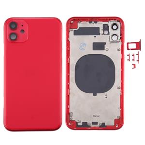 huismerk Achterkant Behuizing Cover met SIM Card Tray & Side keys & Camera Lens voor iPhone 11(Rood)